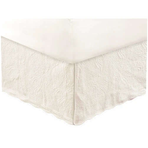Greenland Home GL-1710GBKQ Paisley Quilted Bed Skirt, Ivory, Queen