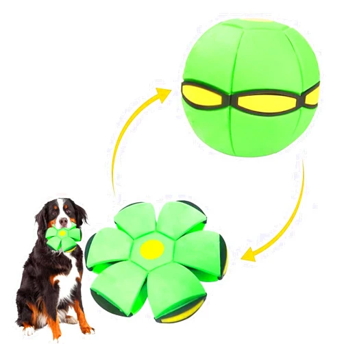 Bobcow UFO Magic Ball, Pet Toy Flying Saucer Ball, Creative Doggy Disc Ball Stomp Magic Balls, Portable Decompression Flying Flat Throw Dog Ball Toy for Childrens Kids Small Dogs Outdoor Sports (Green)