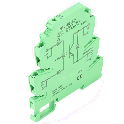 Vikye MRD-060D2 Relay Module, Input 4-32V DC Output 1-60V DC 6.2mm Ultra-Thin Solid State Relay Module TS - 35 Rail Installation with LED Input State Indicator