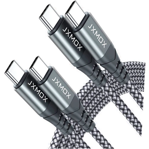 JXMOX USB C to USB C Charger Cable 60W, (2 Pack 10ft) Long Type C Fast Charging Cord Compatible with iPhone 16 Pro/15 Pro Max, Samsung Galaxy S24 S23 S22 S21 Ultra,Pixel, MacBook Pro, iPad Air (Grey)
