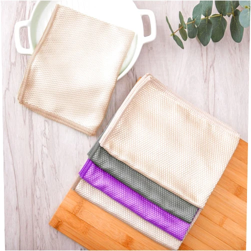 DZOVAD Fish Scale Cleaning Cloths, Reusable Microfiber Cloth, Nanoscale Cleaning Cloth Lint Free Cloth Easy Clean Cloth (Mixed [3beige+Violet+Dark Gray], 9 Pack)
