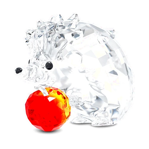 SWAROVSKI Peaceful Countryside Hedgehog with Apple, Clear and Red Crystal Figurine, Part of The Peaceful Countryside Collection