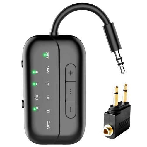 Beeitzie 2024 Upgraded Pro Bluetooth Transmitter Receiver,2-in-1 Airplane Bluetooth 5.4 Adapter for Flight,TV,PC,Gym,Switch,Supports to 2 AirPods/Headphones;Bluetooth Receiver for Car/Home Stereo
