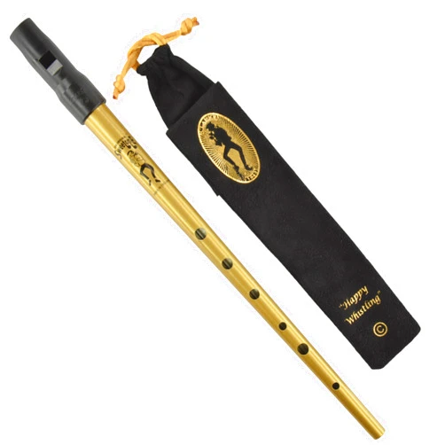 Clarke Tinwhistle Clarke Sweetone Tinwhistle in C - GOLD Pennywhistle with Soft Black Cloth Whistle Pouch