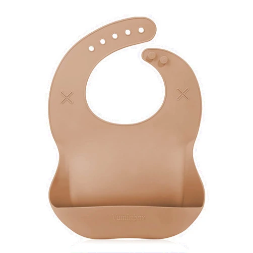 Vuminbox Silicone Baby Bib with 2 Holes for Paper Towel, Adjustable Fit Waterproof Soft Bibs for Babies & Toddlers