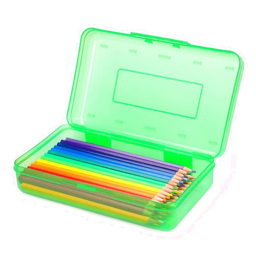Tamaki 1 Pack Plastic Pencil Box Large Capacity Pencil Boxes Clear Boxes with Snap-tight Lid Stackable Design and Stylish Office Supplies Storage Organizer Box, Green