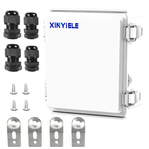 XINYIELE Waterproof Outdoor Project ABS Plastic Junction Box IP67 Weatherproof Dustproof Enclosure with Hinged Cover, Mounting Plate,Wall Brackets for Power Project (5.9