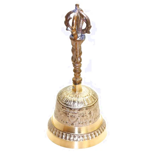 LONG TAO Hand Bell 6.8 Inch High Brass Antique Handbell Vintage Style Loud Solid Brass Hand Call Bell for School Reception Dinner Shop Hotel Service Meditation Prayer Pet Feeding and Home Decoration