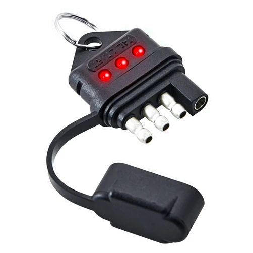 Oyviny 4 Way Flat Trailer Circuit Tester 4 Pin Straight Trailer Light Wiring Socket Tester with LED Indicators for Turn Signal Tail Lights Trouble Shooter Pocket Design (Color:Black)