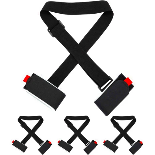 Blulu 4 Pack Ski Carrier Straps Adjustable Shoulder with Cushioned Fastener Tape Strap Loop Strong for Adults Kids