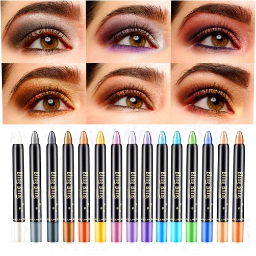 LSxia 15 Colors Glitter Eyeshadow Stick Colorful Set, Shimmer Glitter Pearl Cream Eye-Shadow Stick Eyeshadow Crayon, Shiny Colored Sticks Eyeshadow Pen Eye Makeup, Long Lasting Smooth Eye shadow Stick