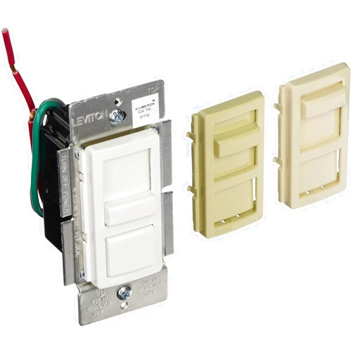 Leviton IllumaTech Dimmer Switch for 0-10V LED, Mark 7 Florescent Ballasts, IP710-D0Z, White with Ivory and Light Almond Faceplates