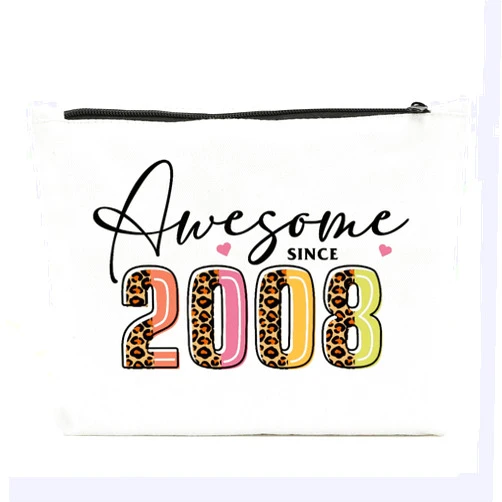NBIAN 16th Birthday Gifts for Girls, Sweet 16 Gifts for Girls, Happy 2008 16th Birthday Cosmetic Bag, Gifts for 16 Year Old Girl, Turning 16 Gift for Teenager Women Sister Daughter Niece Leopard Makeup Bag