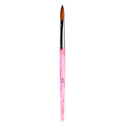 ALEXNAILART Nail Brush Acrylic Brush Nail Art Brush for Acrylic Application Manicure Design Tool with Pink Crystal Marble Handle (#10)