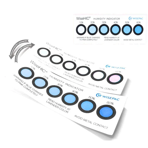 Wisesorb 50 Pack Humidity Indicator Cards, 6 Spot 10-60% Blue to Pink, Humidity Strips, Reusable Humidity Packs