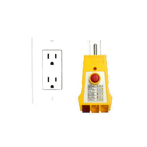 Sahanula Outlet Tester with GFCI Check - Grounding & Receptacle Circuit Tester, Electric Outlet Tester Plug in, Automatic Electric Circuit Polarity Voltage Detector Breaker Finder (Yellow)
