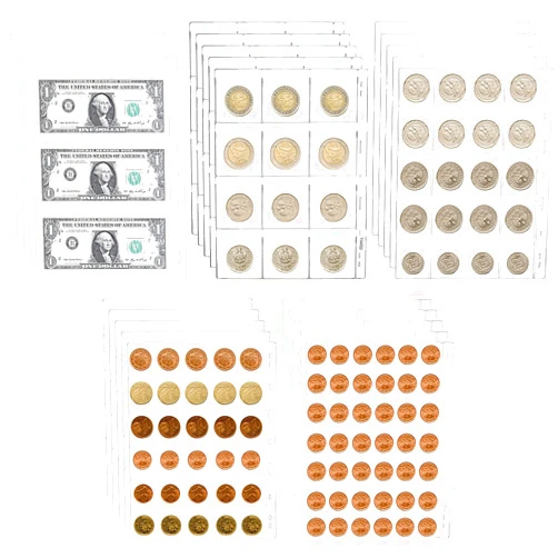 Jucoan 25 Sheet Coin Collection Pages, Total 535 Pockets 5 Sizes Coin Pages Currency Page, Standard 9 Holes Coin Binder Insert Sleeves for Coin Album, Coin Collector Supplies