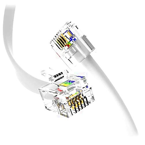 RetailAndBulk (2 Pack) 12 Inches Short Telephone Cable Rj11 Male To Male Phone Line Cord (1 Foot, White)