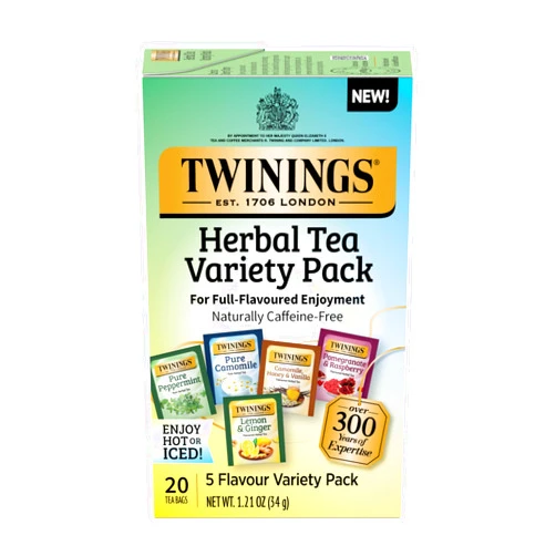 Twinings Herbal Tea Variety Pack, 20 Count (Pack of 1), Formerly Assorted Herbal, Includes 5 Flavours, Naturally Caffeine-Free, Enjoy Hot or Iced | Packaging May Vary