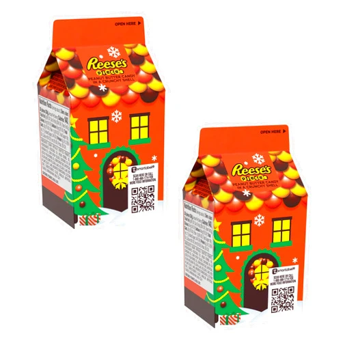 Reese's Pieces Peanut Butter in a Crunchy Candy Shell - Pack of 2 Cartons - 3 oz per Box - Christmas Themed - Perfect for Friends and Family