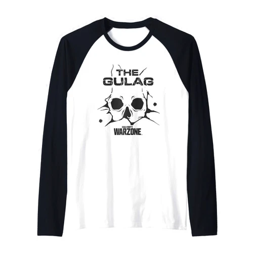Call of Duty The Gulag Cracked Skull Raglan Baseball Tee
