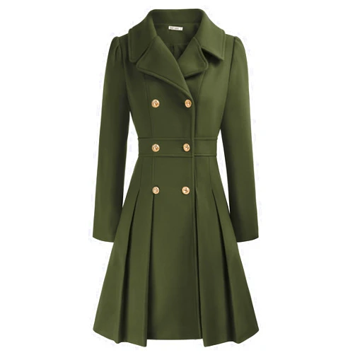GRACE KARIN 2024 Women's Fashion Trench Coat Notch Lapel Double Breasted Thick A Line Pea Coats Jacket with Pockets(S-2XL)
