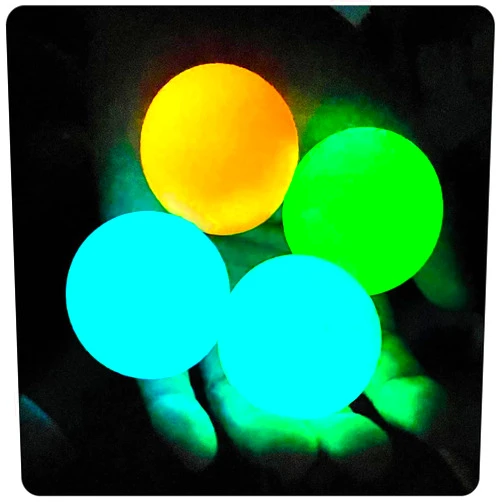 JANESVISSY Glow in The Dark Sticky Balls That Stick to The Ceiling,Stress Balls for Kids and Adults,Glowing Sticky Balls,ASMR Cool Stuff for Teens,Elevated Balls,Ceiling Balls,Lumi Balls,Stocking Stuffers(4Pcs)
