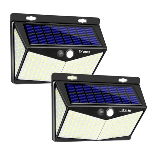 Enkman Solar Lights Outdoor 208 LED,Wireless Motion Sensor Lights with 270° Wide Angle IP65 Waterproof for Deck Fence Post Door Wall Yard and Garage, Yard, Garage, Deck, Pathway, Porch (2PACK-208LED)