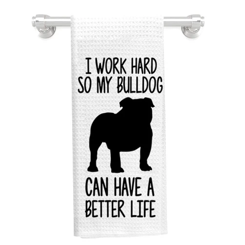 Knibeo Bulldog Kitchen Hand Towels - Bulldog Gifts, English Bulldog Gifts, Bulldog Dish Towels, Hand Towel 16x24, Tea Towels for Kitchen Decorative, Pit Bull Mom Gifts for Women