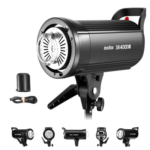 Godox SK400II-V 400Ws Photo Studio Strobe Flash Monolight Light with Bowens Mount & 10W LED Modeling Lamp for Studio, Shooting, Location and Portrait Photography (SK400II Upgraded Version 110 to 120V)