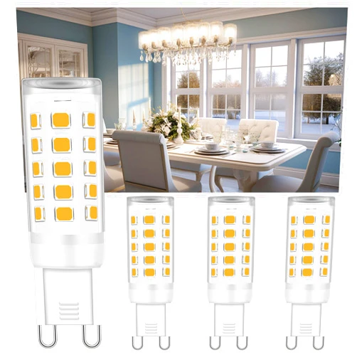 Ugvmn G9 LED Bulb Bi Pin Base, No Flicker 2700K Warm White T4 G9 LED Llight Bulbs for Chandelier, 4W (40W Halogen Equivalent Bulbs), 360° Beam Angle, Non-dimmable for Home Lighting, 4 Pack