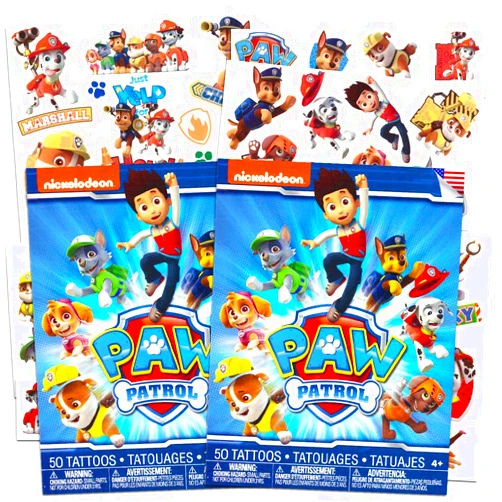 Paw Patrol Tattoo Costume Set - Bundle of 100 Temporary Tattoos Featuring Chase, Marshall, Rocky, Zuma, Skye and Rubble | Pup Party Favors