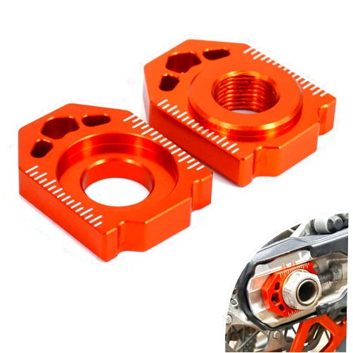 JFG RACING Dirt Bike Rear Axle Block,CNC Chain Tensioner Adjuster for 150SX 350EXC-F 85SX 250SX-F 450SMR 250EXC-F 250XC 300XC 250XCF-W 250XC-F 450SX-F 450EXC-F - Orange