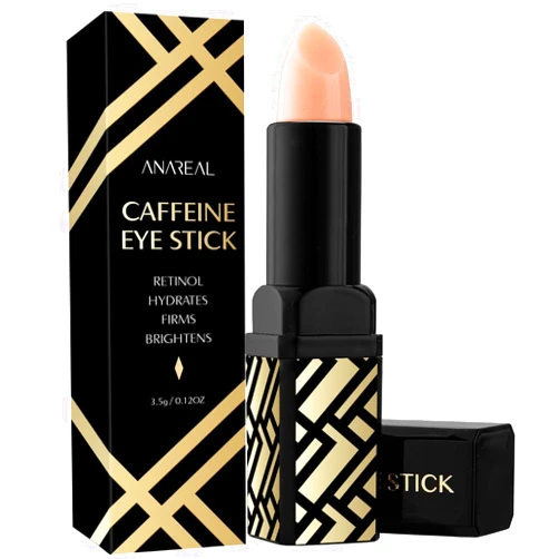 ANAREAL Caffeine Under Eye Balm: Hydrating Eye Brightener Stick Cream for Dark Circles & Puffiness, Anti-Wrinkle Korean Skincare Treatment with Retinol, Instant Cooling Glow for Eyes, Face & Bags