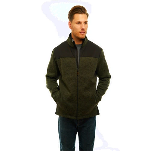 TrailCrest Mens Unique Speckled Zip Up Knit Sweater Fleece Jacket, Heather All Season Cardigan
