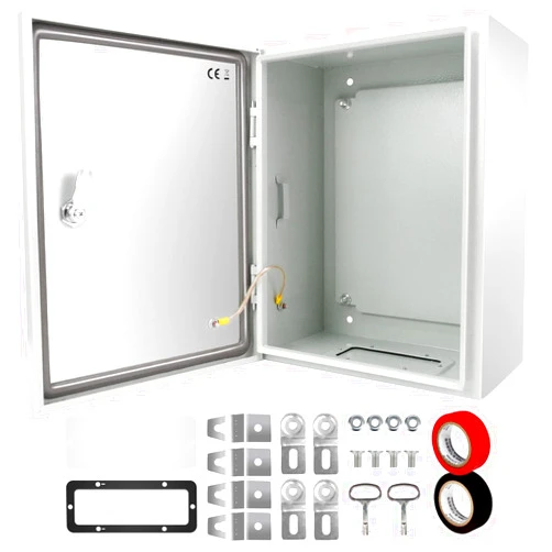 TOCRETOARE Outdoor Electrical Box, Steel Junction Box 16 x 12 x 8'', NEMA 4X Electrical Enclosure Box IP66 Waterproof & Dustproof, Universal Electrical Project Box with Lock & Mounting Plate