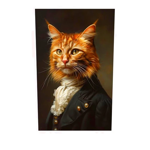 Lancholy Framed Custom Pet Portrait Painting Canvas Wall Art, Renaissance Dog&Cat Portrait from Photo, Pet portrait painting, Ready to Hang-Y09-7.9x11.8in