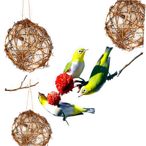 FRAKYEN Set of 3 Globe Hummingbird Nesters 2024 New Handmade Birdhouse and Birdhouse Materials Hummingbird Bird Hanging Nesting Houses Set for Wild Birds Gifts for Bird Watching Nature Lovers