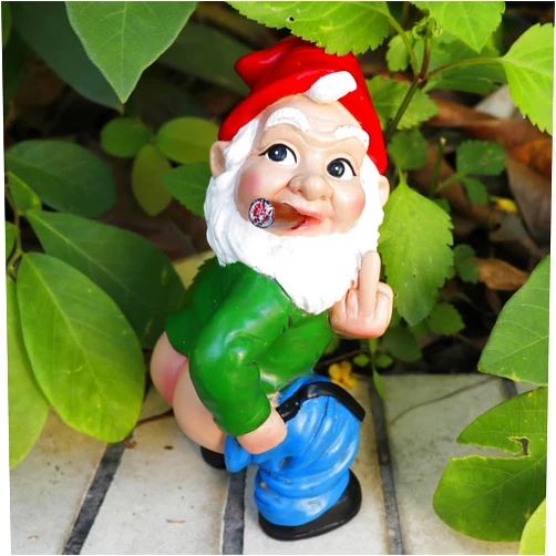 Chambtalie Funny Garden Gnome Statue Outdoor Decor, Middle Finger Figurine Decorations, Naughty Smoking Wizard Gnome Statue, Funny Gnome Figurine for Lawn Yard Balcony Porch Patio Home Ornaments Garden Gifts