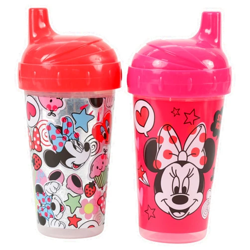 Disney Minnie Mouse Glitter Hard Spout Sippy Cups, Pink, 2 Count