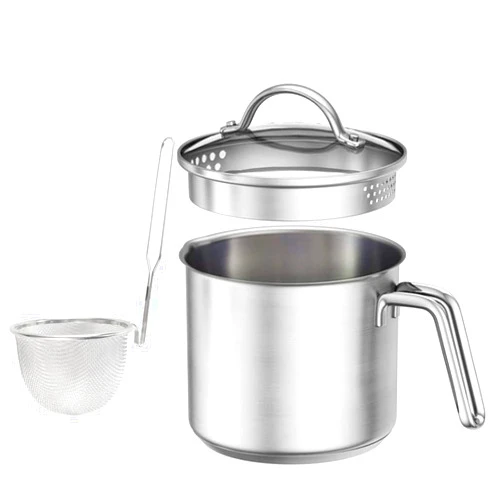 I Kito 8 Cup Saucepan With Glass Lid,1.5QT Multipurpose Small Pasta Pot with Insert Steamer Basket for Boiling Sauce, Gravies, Pasta, Noodles
