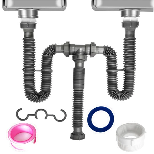 TGEOND Flexible Expandable Double P-Trap Kit for 1 1/2