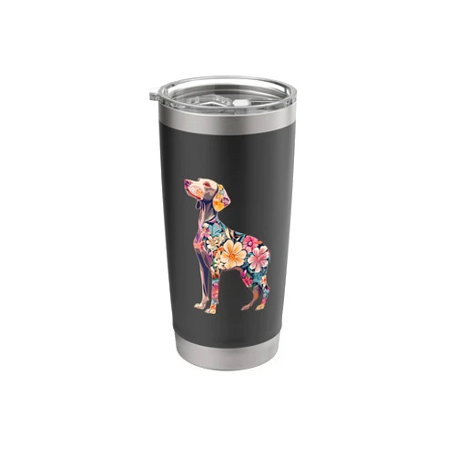 Floral Dog Design Weimaraner Flower Stainless Steel Insulated Tumbler
