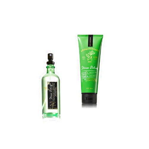Bath & Body Works Bath and Body Works - Aromatherapy - Stress Relief - Eucalyptus & Spearmint - Pillow Mist & Body Cream - Gift Set – New 2017