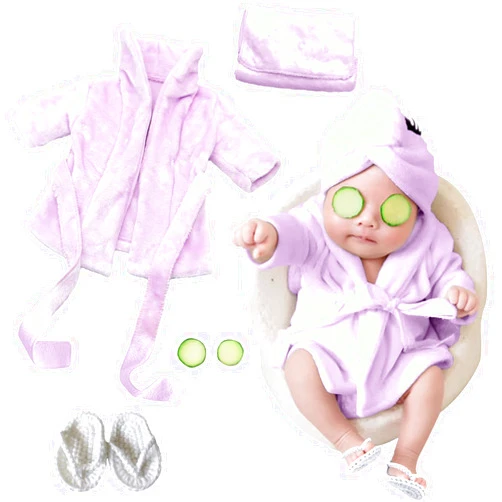 SPOKKI Newborn Photography Props Baby Girl 5 PCS Bathrobes Bath Towel Outfit with Slippers Cucumber Photo Props for Infant Boys Girls(0-6 Months)