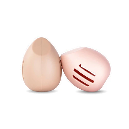 Bpluma 2PCS Beauty Blender Holder Powder Puff Storage,Breathable Make-up Sponge Case for Business or Travel ，khaki+pink