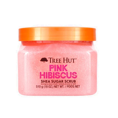 Tree Hut Pink Hibiscus Shea Sugar Scrub, Exfoliating, Hydrating & Moisturizing Body Scrub with Shea Butter & Nourishing Essential Oils, Smooth & Soften Skin, 18 oz