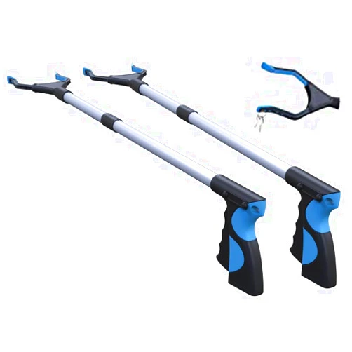 FitPlus Grabber Reacher Wheelchair aid,FitPlus Premium Grabber Tool accesery 34 Inch, Strong Magnet Grabber Reacher for Elderly, Lightweight Extra Long Handy for Trash (Blue Orange, 32 Inch 2 Pack)