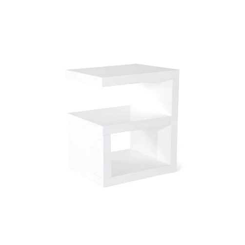 Zuri Furniture Jayden High Gloss Modern Side Table - White