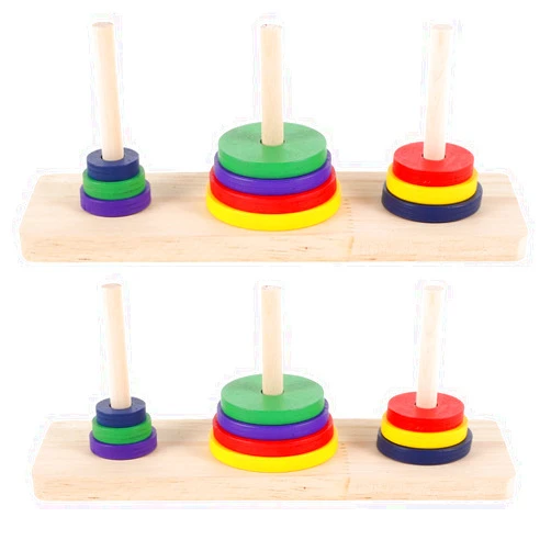 ibasenice Wooden Tower of Hanoi Puzzle Toy Intellectual Brain Teaser Game for Adults and Kids DIY Logic Board Game for Home Party and Educational Fun 7.48X2.75X2.36 Inch